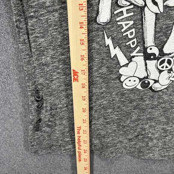 Lauren Moshi T Shirt Womens XS Grey Skeleton Hands Distressed Tee peace love - Picture 7 of 16